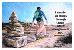 Hiking Rock Trail, Philippians 4:13 Decal or Print
