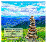 Mountain Vista Cairn Phillipians 4:13, Decal or Print