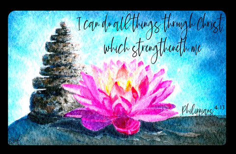 Pink Lotus Cairn Phillipians 4:13, Decal or Print